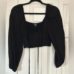 Black top with puffy sleeves